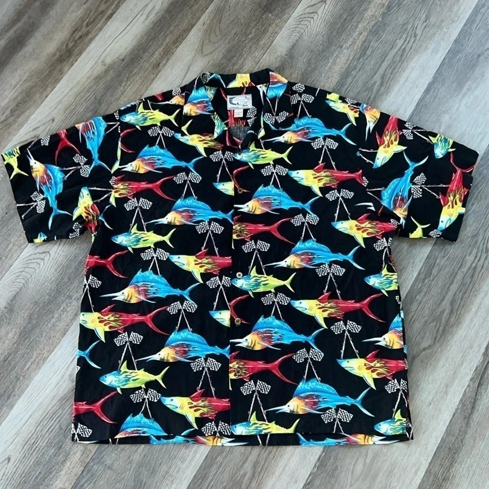 Bluewater Wear Hot Rod Fish Shirt– Black Size XL